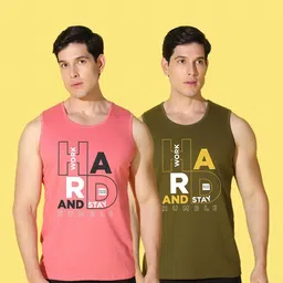 WOOSTRO Men Pack Of 2 Typography Printed Innerwear Vests image 2