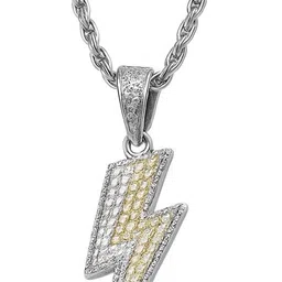 Cyan spritual Men Silver-Plated Artificial Stones Studded Pendant With Chain image 2