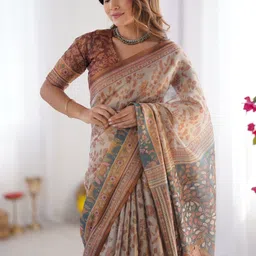 ALMAARI FASHION Ethnic Motifs Pure Cotton Jamdani Saree-picture-39