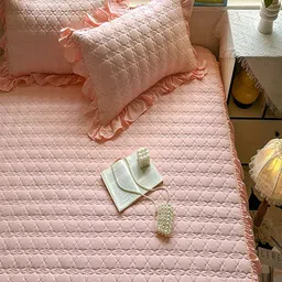 JC HOME Pink 160 TC Single Bedsheet with 1 Pillow Covers- 1.20 x 2.00m image 3