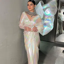 hervally Solid/Plain Bollywood Lycra Blend Saree-picture-18