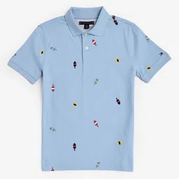 Tommy Hilfiger Boys Abstract Printed Polo Collar Pure Cotton T-shirt-picture-24