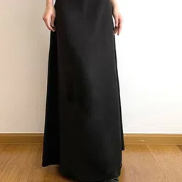 KPOP Women Solid Flared Maxi Skirt image 1