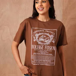 The Roadster Lifestyle Co Printed Oversize Fit Short Sleeve T-Shirts-image-97