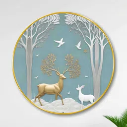 SAF Multicoloured MDF Birds and Animals Wall Paintings image 4