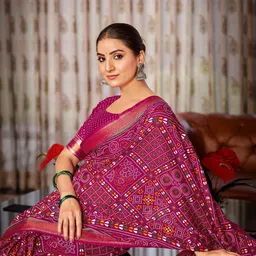 Munir Bandhani Pure Cotton Bagru Saree image 2