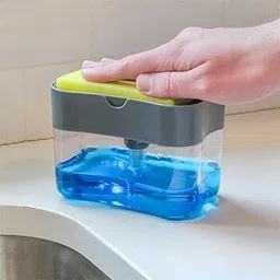 2 in 1 Soap Pump Plastic Dispenser for Dishwasher Liquid; Holder (Random Color; Standard; 385ml) Free Sponge Scrub Pad Scrub Pad-image-19