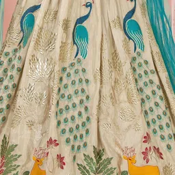 KL9KIDS Girls Embroidered Sequinned Tie and Dye Semi-Stitched Lehenga & Blouse With Dupatta image 4