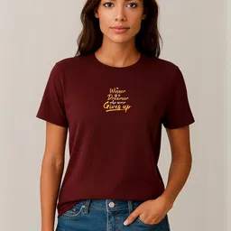Anikmart Women Typography Printed Round Neck Cotton T-shirt-image-57