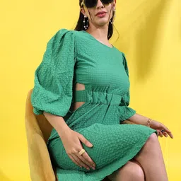 PINACOLADA Puff Sleeve A-Line Midi Dress-picture-18