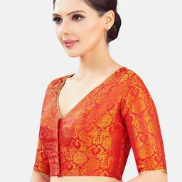 Studio Shringaar Woven Design Brocade V-Neck Readymade Saree Blouse image 3