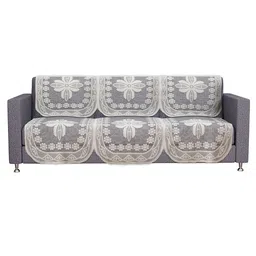 Kuber Industries White 6 Pieces 3 Seater Cotton Sofa Cover image 5