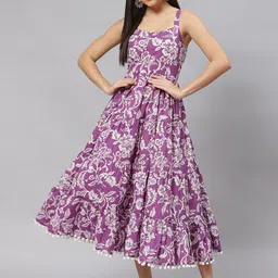 CORSICA Women Floral Printed Shoulder Straps Fit & Flare Midi Dress-image-65