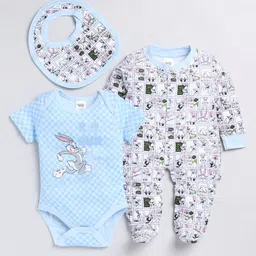 YK X Tinyo Infant Boys Printed Checked Pure Cotton Bodysuit with Printed Sleepsuit-picture-47