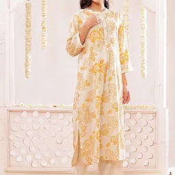 VASVI Women Floral Printed Regular Pure Cotton Kurta with Trousers image 2