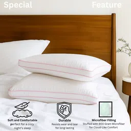 Siroki Bond Pink Set of 2 Fibre Filled Polyester Breathable Sleep Pillow-picture-23