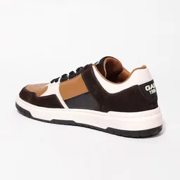 GAS Men Colourblocked Leather Sneakers with Laser Cuts image 2
