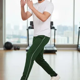 wild camo Men Solid Green Track Pants image 3