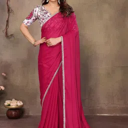 Moda Rapido Woven Design Poly Georgette Designer Saree image 3