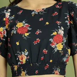 La Zoire Floral Printed Round Neck Top With Palazzo image 4