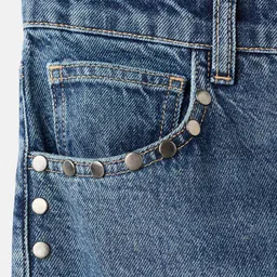 MANGO Women Bootcut Mid-Rise Light Fade Embellished Jeans image 3