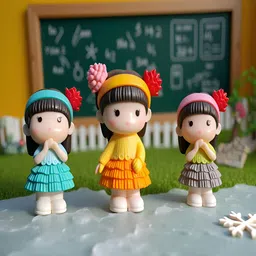 Gopalvilla Blue Matte Kid Room Real 3D 4 Pieces Medium Showpieces - 2.08 Inch image 2