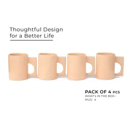 BODHI HOUSE Peach Ceramic Dishwasher and Microwave Safe 4 Pieces Mugs 275 Ml image 2