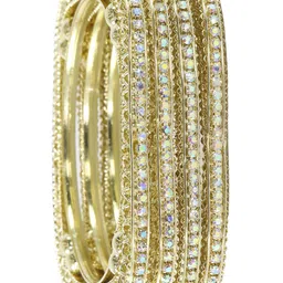 ZULKA Set Of 4 Gold Plated Zircon Diamond-Studded Bangles-picture-12