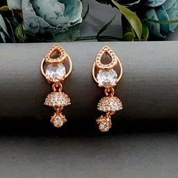 MEIRA JEWELLERY Gold-Plated Artificial Stones Studded Dome Shaped Jhumkas-picture-34