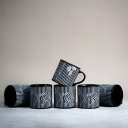 ALMIRO TREE Black & Blue Printed Ceramic Matte Cups and Mugs image 5