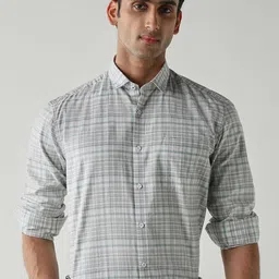 Reid & Taylor Men Comfort Fit Checked Spread Collar Pure Cotton Formal Shirt-picture-16