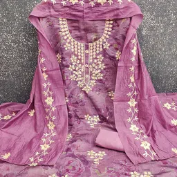 Peachmode Embroidered Unstitched Dress Material image 4