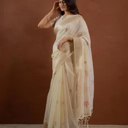 Dori Floral Zari Banarasi Saree image 3