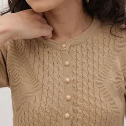 The Roadster Life Co. Self Design Textured Cardigan Sweater image 4