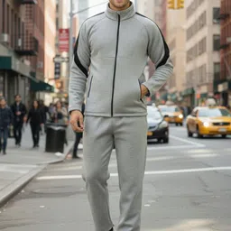 CHKOKKO Men Mock Collar Running Zipper Track Suit-picture-10