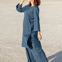 Babli Embroidered Pure Cotton Tunic With Palazzo Co-Ords image 2