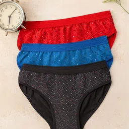 FiveFlag Pack Of 3 Printed 100% Combed Cotton Hipster Briefs-picture-15