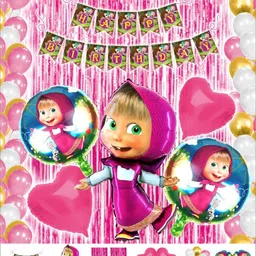 domios Printed MASHA AND BEAR THEME Decoration Combo Set # Birthday Party Balloon-picture-24