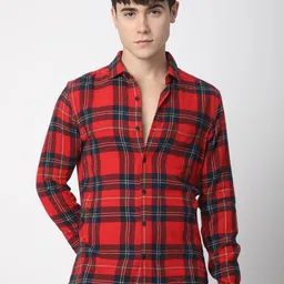 VASTRADO Men Classic Slim Fit Opaque Checked Casual Shirt image 2