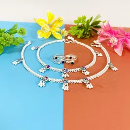 AamNa Enterprises Silver-Plated Stone-Studded & Beaded Jewellery Set-picture-20