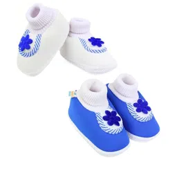 NESKA MODA Kids-Unisex Blue Cotton Booties-picture-33