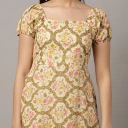 OZURY Women Cotton Floral Printed A-Line Midi Dress image 2