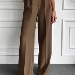 Next One Women Smart Loose Fit High-Rise Easy Wash Pleated Trousers-picture-28