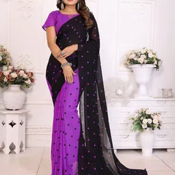 Moda Rapido Polka Dot Saree With Blouse Piece-image-74