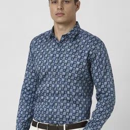 van heusen V Dot Men Slim Fit Spread Collar Floral Printed Cotton Formal Shirt image 5