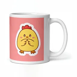 Mr UVD White & Yellow Cartoon Characters Printed Ceramic Mug 350 ml image 2