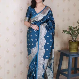 ELITE WEAVES Woven Design Zari Silk Blend Banarasi Saree-picture-27