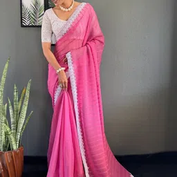 Mitera Woven Design Embroidered Pure Georgette Saree image 2