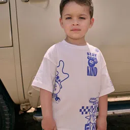 NEXT Kids Boys Printed Drop-Shoulder Sleeves Pure Cotton T-Shirt image 5