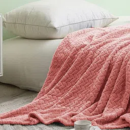 VAS COLLECTIONS Orange Ethnic Motifs Fleece AC Room 300 GSM Single Bed Blanket-image-68